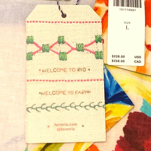 Lg- Farm Rio Anthropologie Womens Shirt Dress Lg Linen Blend Floral Button Front - Picture 10 of 15